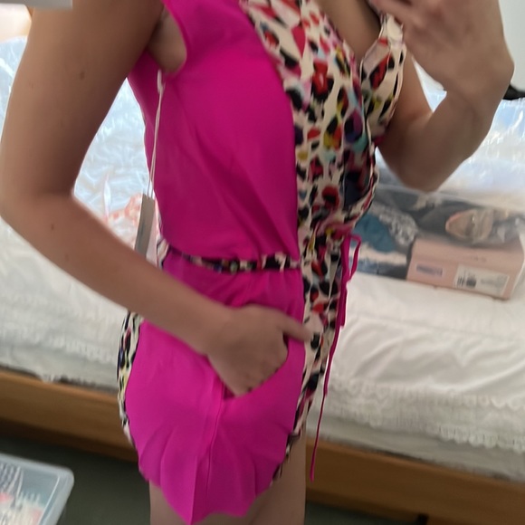 Charlie Jade Leopard & Hot Pink Short-Sleeved Romper - Picture 3 of 11